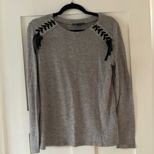 INC International Concepts Heather Gray Top with velvet tie detail